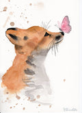 Fuchs mit Schmetterling – Kunstdruck